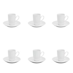 Espresso-Tassen-Set – Dickwandige, weiße Espressotassen Set aus 100% Porzellan| Espressobecher Ø 7,1 cm| 6x Tassen