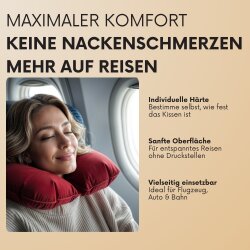 Nackenhörnchen Farbwahl für Flugzeug und Reise Nackenkissen mit samtiger Oberfläche Nackenstützkissen mit kleiner Tasche