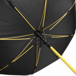 Regenschirm stylisch schwarz und gelb : Leichter Stockschirm mit 103 cm Durchmesser, Polyester-Bespannung, stabilen Fiberglas-Speichen und praktischem Knopfdruck-Öffnungsmechanismus