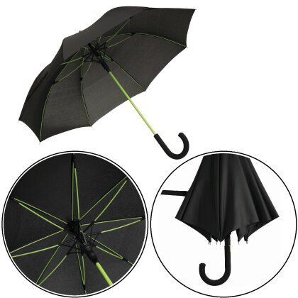 Leichter Regenschirm praktischer und stabil – großer schwarzer Stockschirm mit hellgrüner Polyester-Bespannung (103 cm) und Knopfautomatik, ideal für jeden Regen!