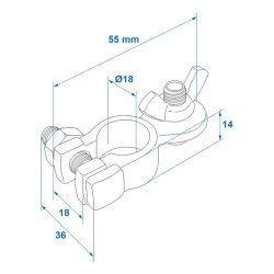 Batterieklemmen 4 Stück Batteriepolklemmen 12 bis 24 V + Flügelmutter 35-50mm²