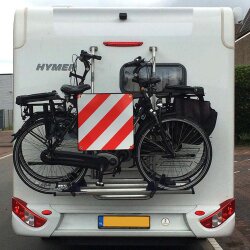 Warntafel Rot Weiß Aluminium 50x50cm für Fahrradträger LKW Warnschild Reflektierend für Italien und Spanien Transport