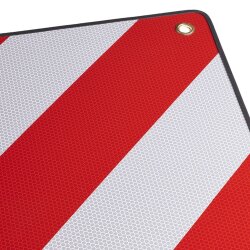 Warntafel Rot Weiß Aluminium 50x50cm für Fahrradträger LKW Warnschild Reflektierend für Italien und Spanien Transport