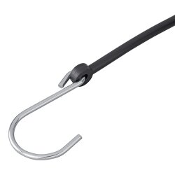 Sicherungsschnur gummiert Schwarz, S-Haken mit 27cm Länge – Planenspanner Gummiseil Anhänger Ø1,9cm Ösen & Ø3,6cm Haken