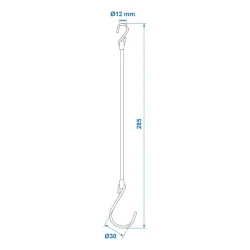 Sicherungsschnur gummiert Schwarz, S-Haken mit 27cm Länge – Planenspanner Gummiseil Anhänger Ø1,9cm Ösen & Ø3,6cm Haken