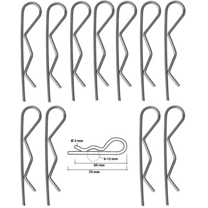 25 x Federsplinte, Sicherungsklammer, Metallsplint 2mm – Silber, aus Stahl, wiederverwendbar, für Anhänger & Wohnmobile