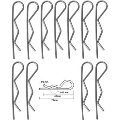 25 x Federsplinte, Sicherungsklammer, Metallsplint 2mm...