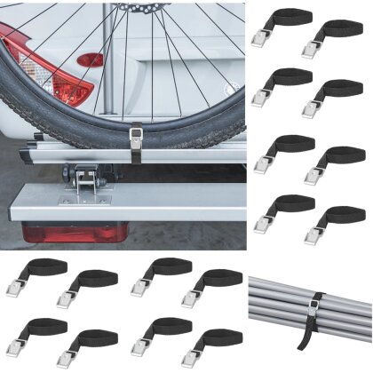 16-teiliges Spanngurt-Set mit Metallklemmschloss – 40cm x 1,8 cm – Zurrgurte zur Ladungssicherung am Fahrradträger