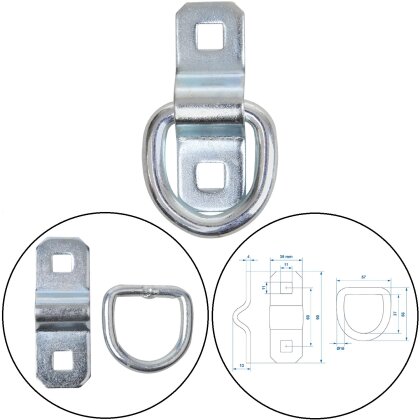 1 x Zurrbügel aus Stahl 800kg Zugkraft – Ideal für Ladungssicherung – Robustes Material, Korrosionsschutz, Einfach zu montieren