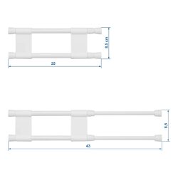 1 x Klemmstange für Wohnmobil & Küche – Ausziehbar, 25,5–43 cm, Doppelstange, hält Geschirr sicher mit Vinylbeschichtung