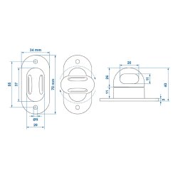 10 x Drehverschlüsse für Planen, für Ovalösen 42 x 22 mm, Polyamid, Bohrungsabstand 51 mm, ideal für Lkw-Planen, Anhänger u Abdeckplanen