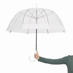 Glockenschirm Ø83 cm Stockschirm 322 Gr Schirm Transparent Regenschirm Weiß