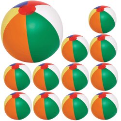 12 x Bunter Wasserball für Kinder und Erwachsene – Regenbogenfarben, 26 cm Durchmesser, PVC, phthalatfrei, perfekt für Pool- und Strandspiele