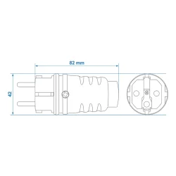 AS Schuko-Stecker 220-250V – Gummistecker und Gerades Ausgangskabel mit Flachstecker Stecker Schutzkontaktstecker mit P44 AS