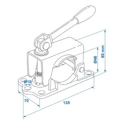 AS 1 x Klemmschelle Guss 48 mm Klemmhalter Stützrad Klapphebel Anhänger Stütze Halter AS