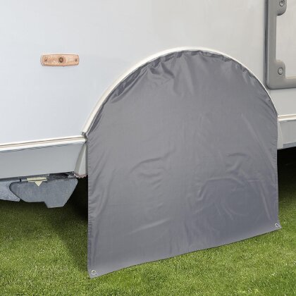 Radabdeckung 88x89cm für Wohnwagen und Wohnmobile – Wetterfeste Radkastenabdeckung, Reifenabdeckung Keder Ø7mm  - 2 Ösen