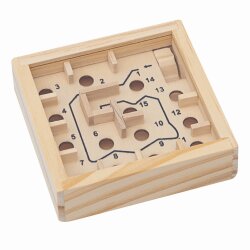 Labyrinth Holz 9 x 9 cm Mini Labyrinthspiel Geduldspiele, Reisespiel Spiel BWI