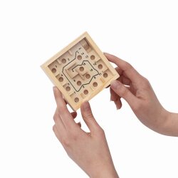 Labyrinth Holz 9 x 9 cm Mini Labyrinthspiel Geduldspiele, Reisespiel Spiel BWI