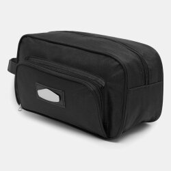 Kosmetiktasche Damen – Kulturtasche Schwarz 30x17,5x13,5cm mit Handschlaufe – Ideal als Kulturbeutel oder Schminktasche