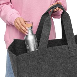 2x Filztasche mit Tragegriffen Kaminholzkorb Filz  – Grau Brennholzkorb 50x25x25cm – Holztasche verwendbar als Kaminholztasche