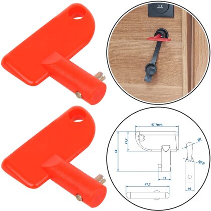 2 x Schlüssel Batterietrennschalter mit Not-Aus-Funktion – Orange, 11 mm Durchmesser, für Hauptschalter und Notabschaltung