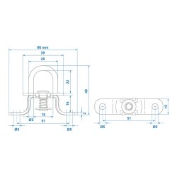 4x Planenöse für Anhänger aus Verzinktem Metall – Spannhaken Rund mit Feder und drehbar 67x15mm Grundplatte Planenhaken