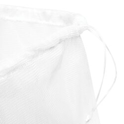 100 x Gemüsebeutel mit Kordelzug wiederverwendbar (ca. 37 x 37 cm) Weiß – waschbar 30 Grad, 100% Polyester. Ideal für Obst, Gemüse, Kräuter & vielseitig nutzbar für Reisen, Spielzeug uvm