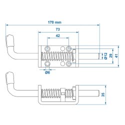 Federverriegelung Ø12/170mm – Edelstahl Riegelschloss, Silber Schiebeschloss oder Torriegel Federverschluss, Rastbolzen