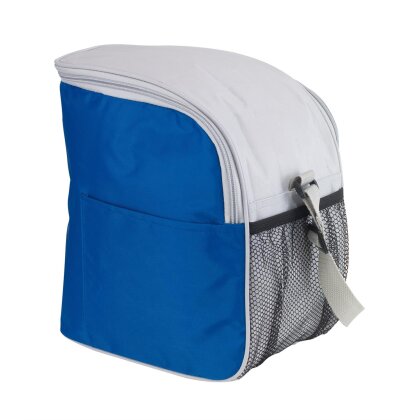 Kühltasche 12 Liter Umhängetasche blau Picknicktasche weiß, Tragegurt  verstellbar Reißverschluss wasserdicht, Polyester Peva, LxBxH 36x24x14 cm