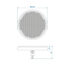 4x Reflektor Weiß Ø60mm mit Boltz M5 Mutter und Unterlegscheibe, Grundplatte Katzenaugen für Anhänger Seitenstrahler