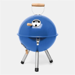 AS Kleiner Kugelgrill Blau mit Grillrost Ø29cm Holzkohle Rundgrill Mini Kugel Grill AS