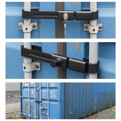 2x Containerschloss verstellbar von 22 bis 43 cm inkl. 2 Schlüssel Frachtcontainer-Schloss und Diebstahlschutz für LKW