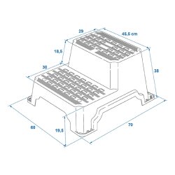 Doppeltrittstufe Wohnwagen mit 4 Heringen – 70x60 Trittstufe für sicheren Ein- und Ausstieg – Wohnmobil Trittstufe 4,2kg