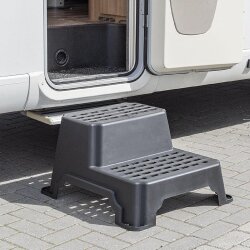 Doppeltrittstufe Wohnwagen mit 4 Heringen – 70x60 Trittstufe für sicheren Ein- und Ausstieg – Wohnmobil Trittstufe 4,2kg