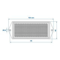 Reflektor orange für Anhänger – Rückstrahler, 104 x 40mm, Seitenstrahler, rechteckig, mit Schraubbefestigung Ø 5 mm, E4