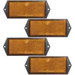 4 x Reflektor orange Rückstrahler für Anhänger, 104 x 40mm – E4 – Rechteckige Seitenstrahler mit Schraubbefestigung