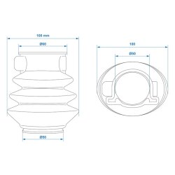 1 x Faltenbalg für Anhänger Auflaufeinrichtung - kompatibel für Alko -  50/60 mm L=125 Gummi Manschette Farbe Schwarz