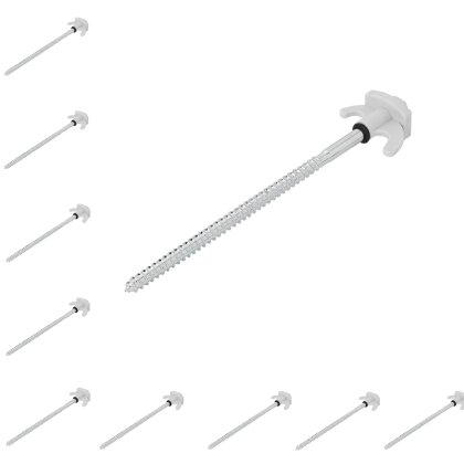 10x Schraubheringe 20 cm mit Kunststoff Haken Ø7mm Schraubhering Schraubbare Heringe fürs Vorzelt Spannen beim Camping