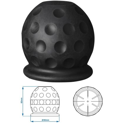 Abdeckung Anhängerkupplung Golfball Schwarz Schutzkappe aus Gummi für max. Ø 50 mm Abdeckkappe Schutzhülle für Kugelkopf