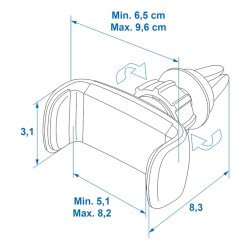 Smartphone Halterung Auto – 360° Drehbare Handyhalterung für Lüftungsschlitze – 57 bis 88 mm – Universelle Autohalterung