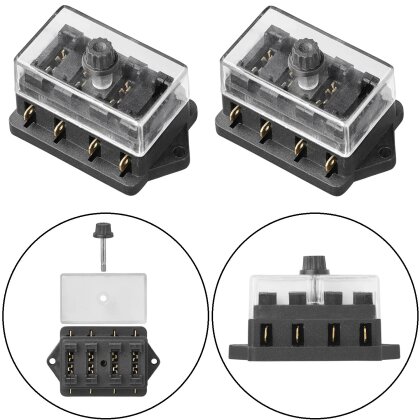 2 x Sicherungshalter 12V für KFZ, LKW, Boote & Camping – Spritzwassergeschützt, für ATO/ATC Flachsicherungen bis 40A, Deckelbefestigung durch Rädchen