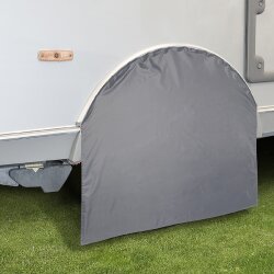 2 x Radabdeckung 77x60 cm für Wohnwagen & Wohnmobile – mit Ø7mm Befestigungssehne für Ø8mm Schienen – Polyester – für optimalen Reifenschutz