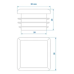 6x Vierkant Endkappen 30x30mm Geriffelte Rohrstopfen Lamellenstopfen für Rohre Eckig, Schutzkappen Schwarz Rohrendkappen