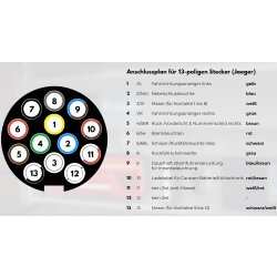 Anhänger Steckdosen- Set – 13 poliger Anhänger Stecker inkl. Schraubenset, Dichtung und Befestigungsteckdose | Für Anhänger Stecker