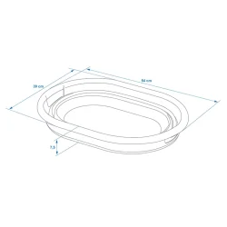 Wäschekorb platzsparend faltbar 7,5 cm hoch, 17L für Wohnwagen & Wohnmobil – Hellblau/Grau, LxBxH: 54 x 39 x 23,5 cm