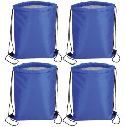 4 x Kühltasche mit Tragekordeln ca. 32 x 42 cm Einkaufstasche Kühlrucksack blau