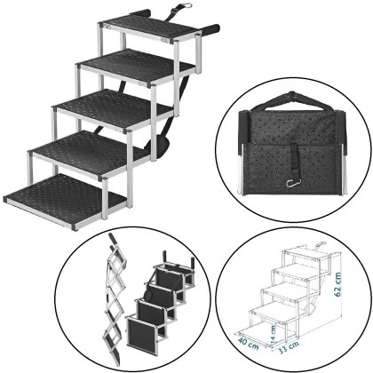 AS Hundetreppe klappbar 5 Stufen Auto Hunde Treppen Hunderampe faltbar Tiertreppe AS