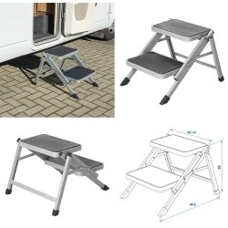 Trittstufe für Wohnmobil 38x26cm – Doppeltrittstufe faltbar für sicheren Einstieg – Trittstufe für Wohnmobil, Wohnwagen