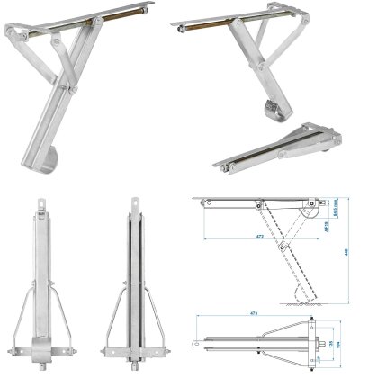 1 x Wohnwagen Stütze 500kg 460x195 Höhe 440mm Kurbelstütze auch für Anhänger