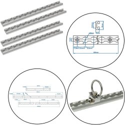4x Verzurrschiene für Anhänger bis ca. 500 kg Airlineschiene 30 cm – Befestigungsschiene für Ladungssicherung Schiene